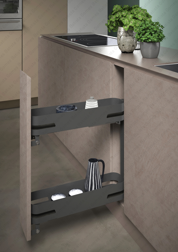 Despenseiro multiusos  para aplica��o porta frontal - Extrac��o total com Soft-close - M�d. 150 - Antracite